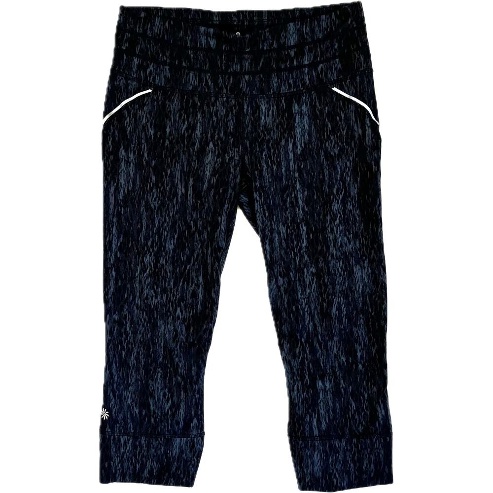 ATHLETA Relay Capri Black Gray Leggings Women's Size M Training Pants